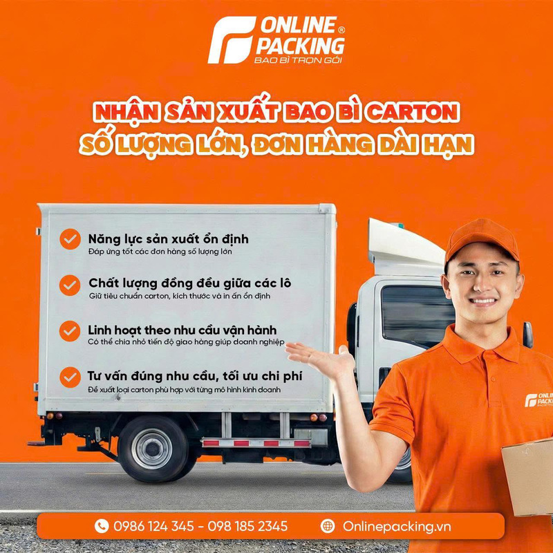Online Packing - Đơn vị sản xuất bao bì carton 5 lớp cho shop online tại Hà Nội giá tốt, số lượng lớn